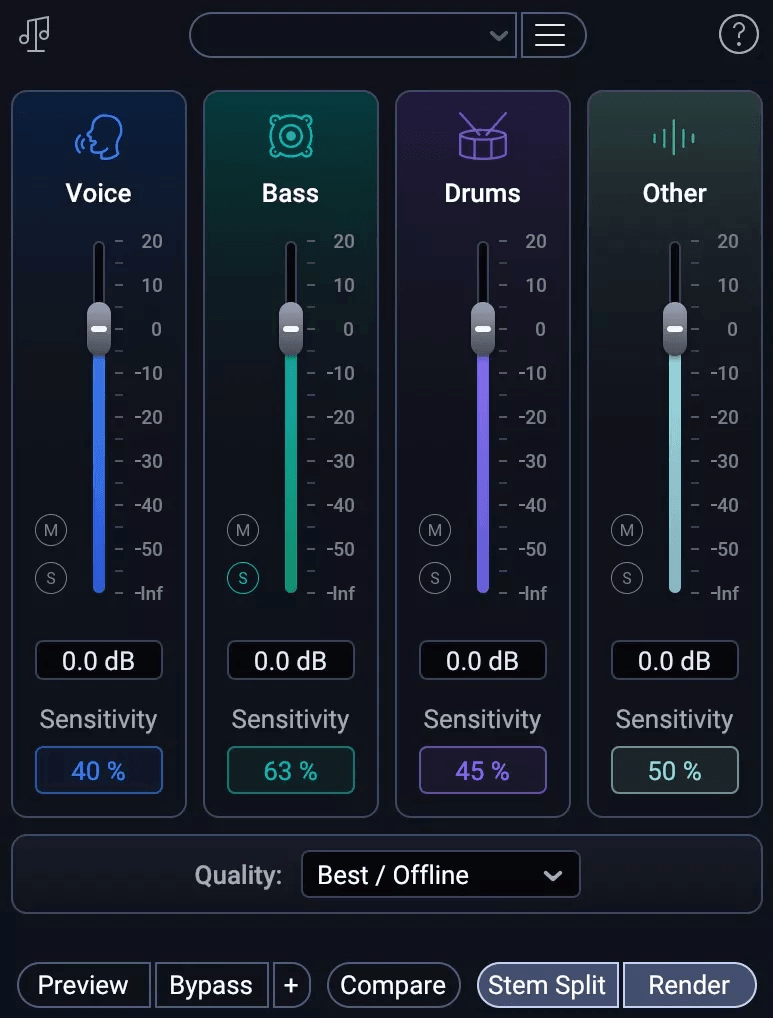 Settings for bass manipulation in RX 12 Music Rebalance