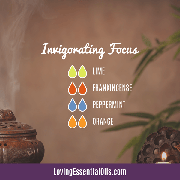 Invigorating Focus diffuser blend with lime, frankincense, peppermint and orange