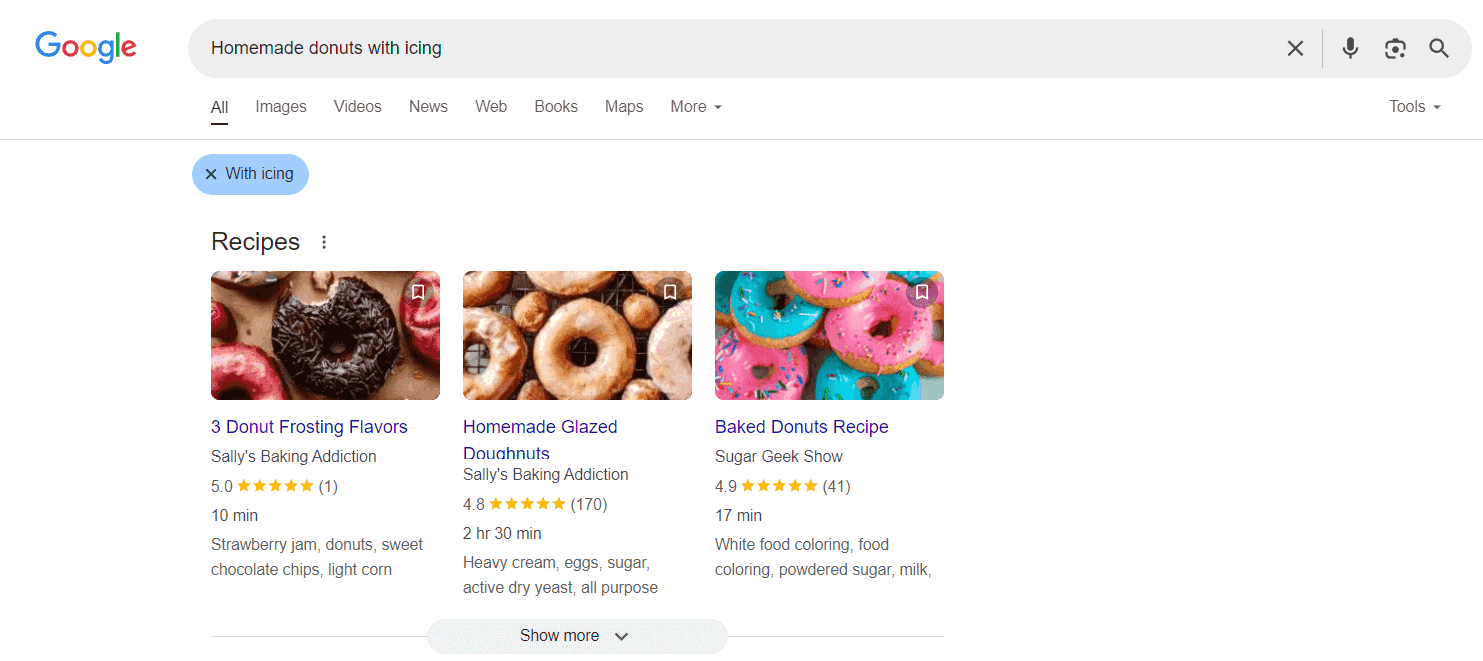 Google's rich results