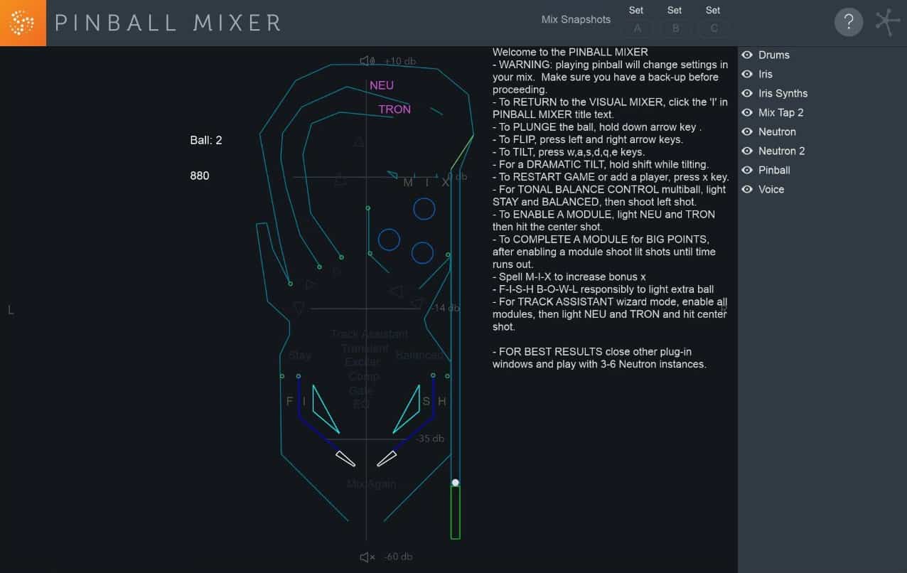 Visual Mixer pinball game called “pinball mixer”
