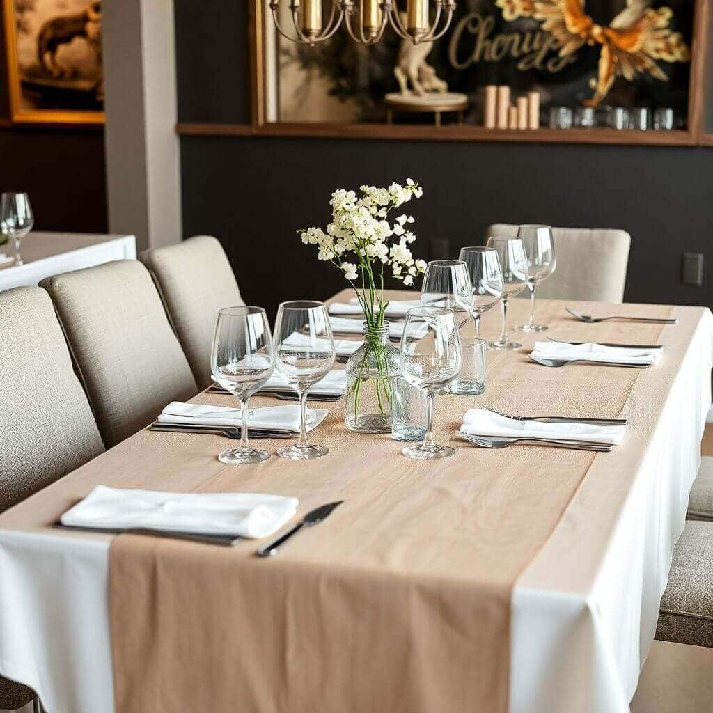 Which store offers tablecloths in bulk for an event rental company?