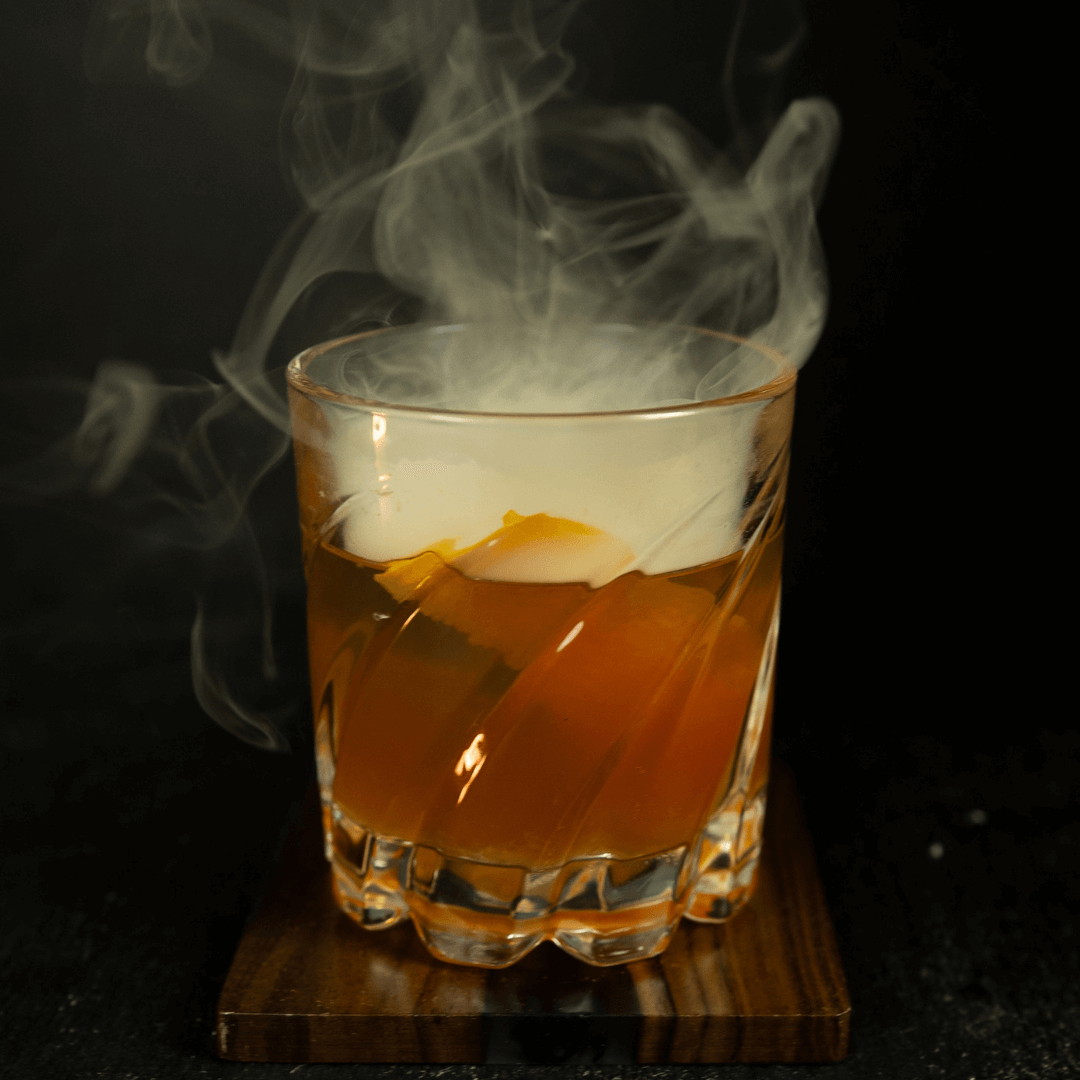Smoked Cocktail on Black Background