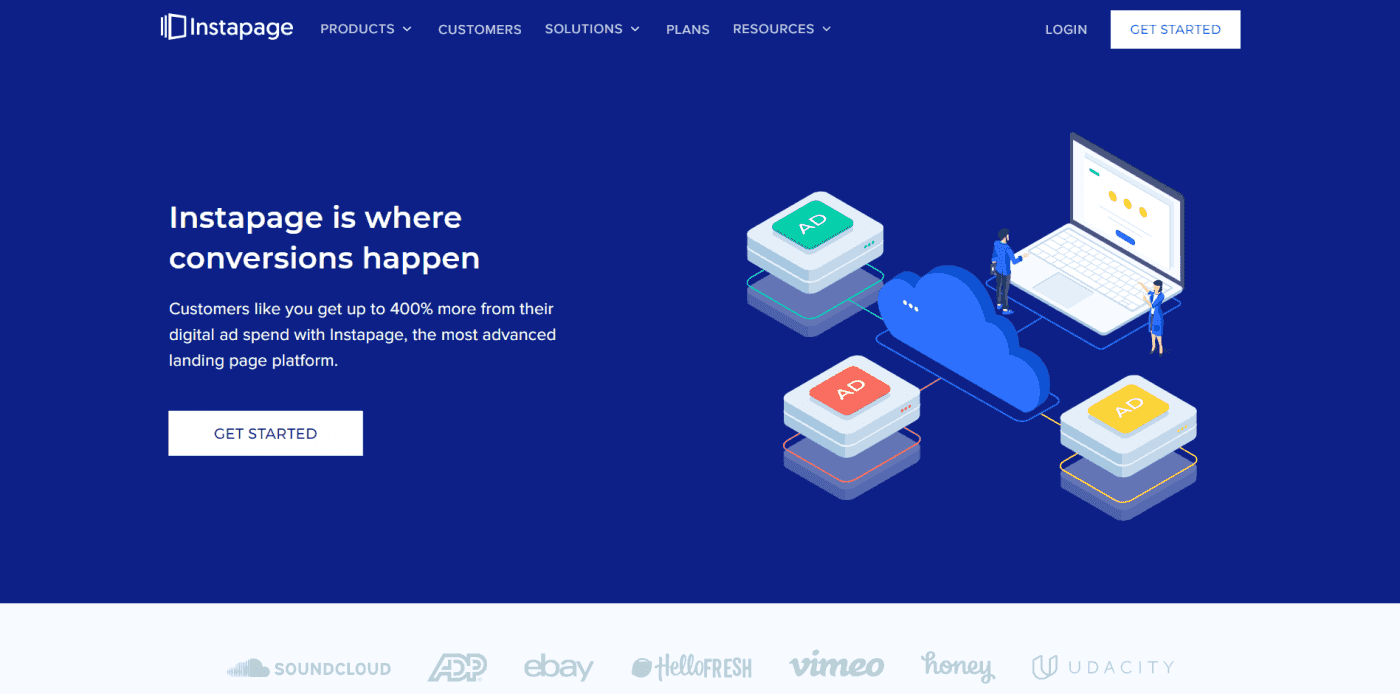 Instapage home page