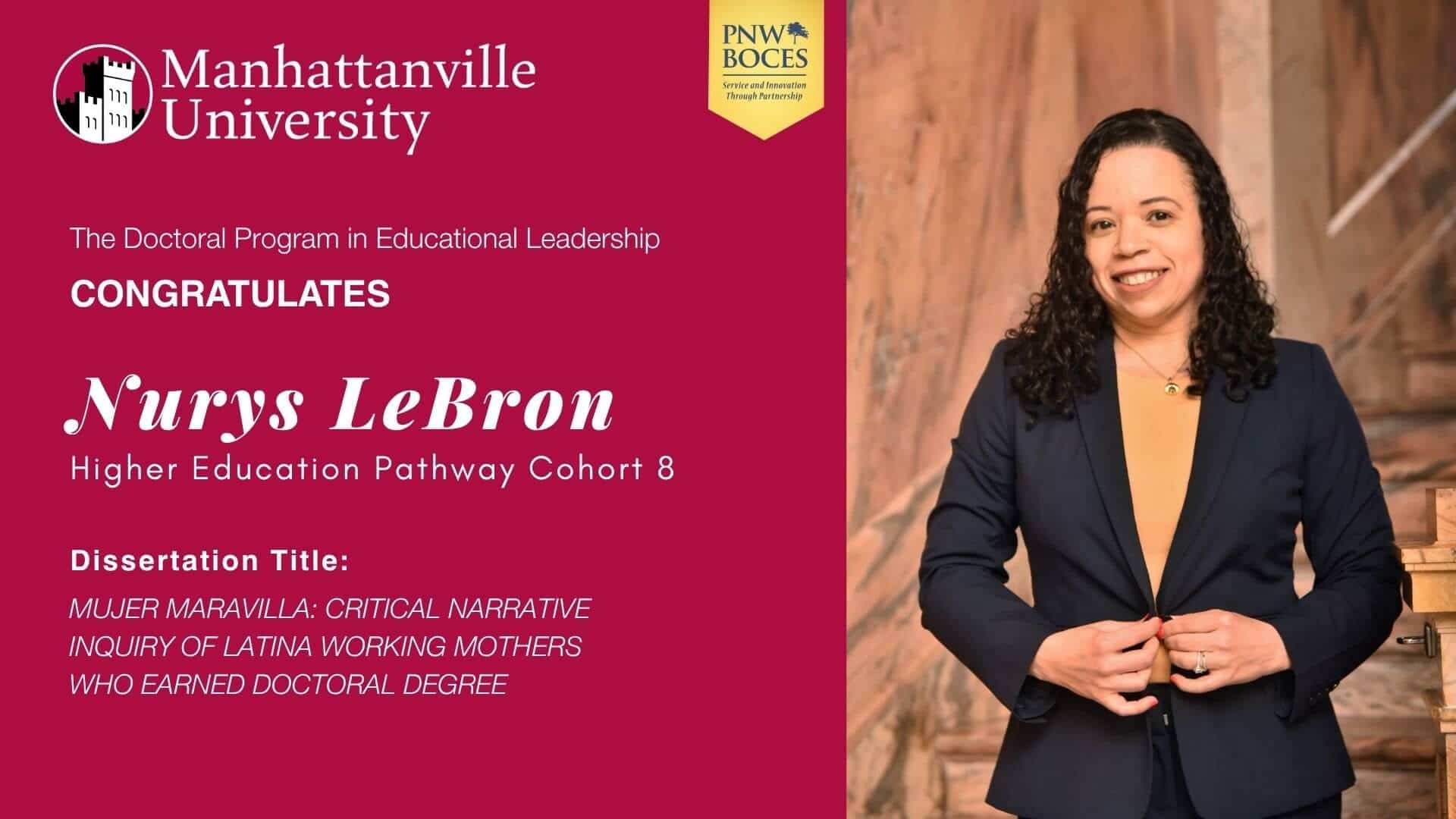 Congratulations to Nurys LeBron who on Friday, April 3, 2026, successfully defended her dissertation.