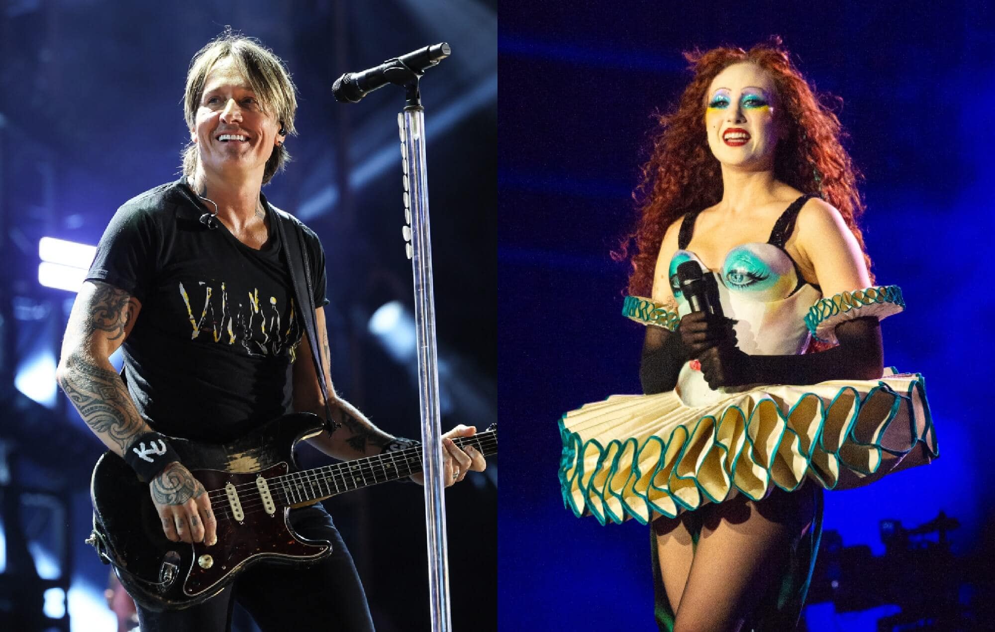 Keith Urban and Chappell Roan split image