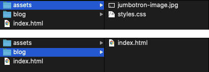Existing file structure of example website