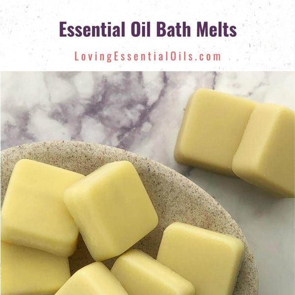 Essential oil bath melts recipe with cocoa butter, shea butter and coconut oil by Loving Essential Oils