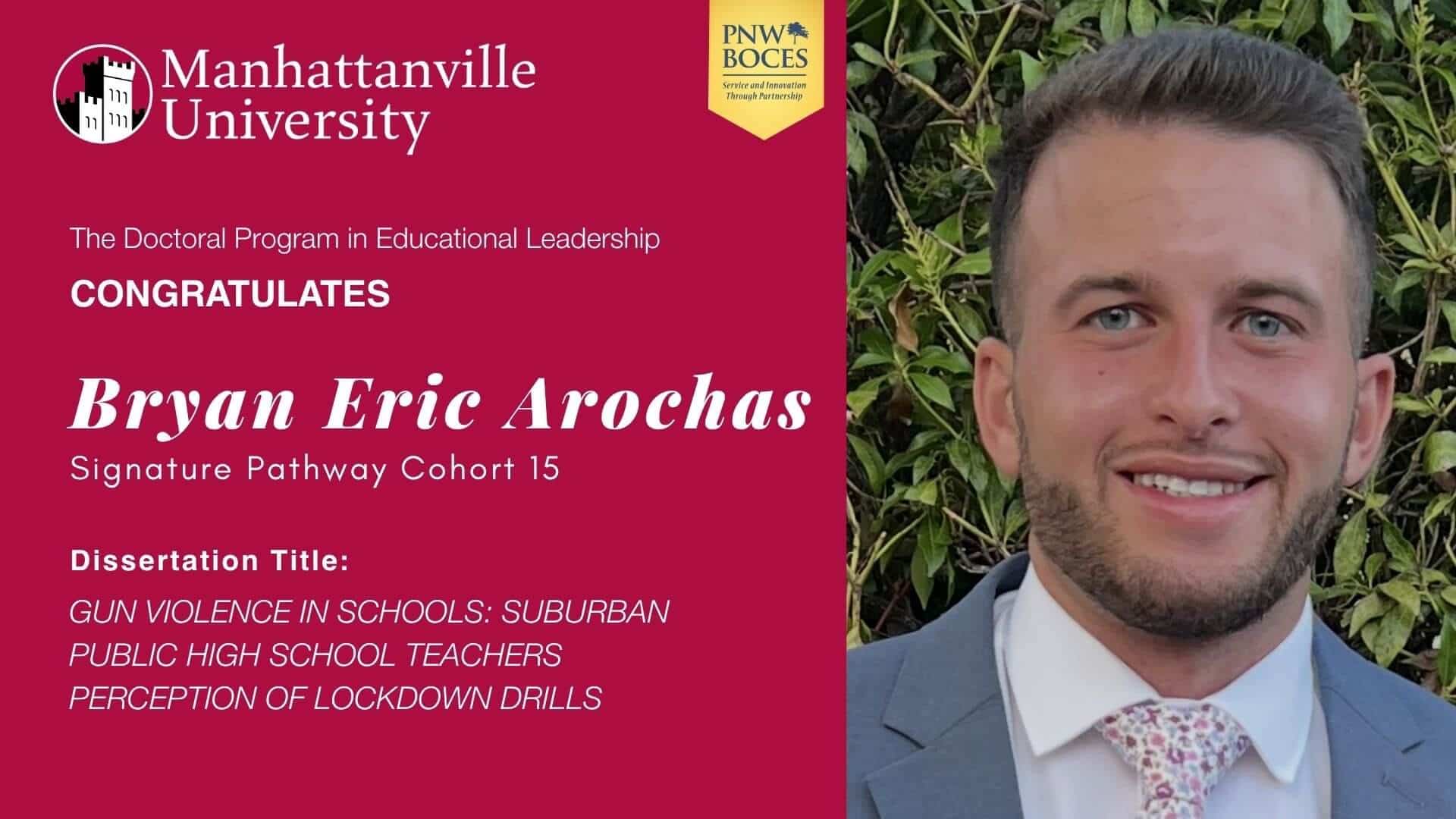 Congratulations to Bryan Arochas who on Tuesday, April 7, 2026, successfully defended his dissertation.