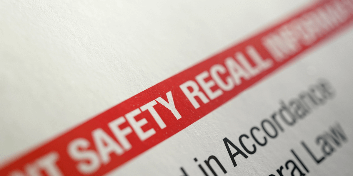 Close-up of a safety recall notice.