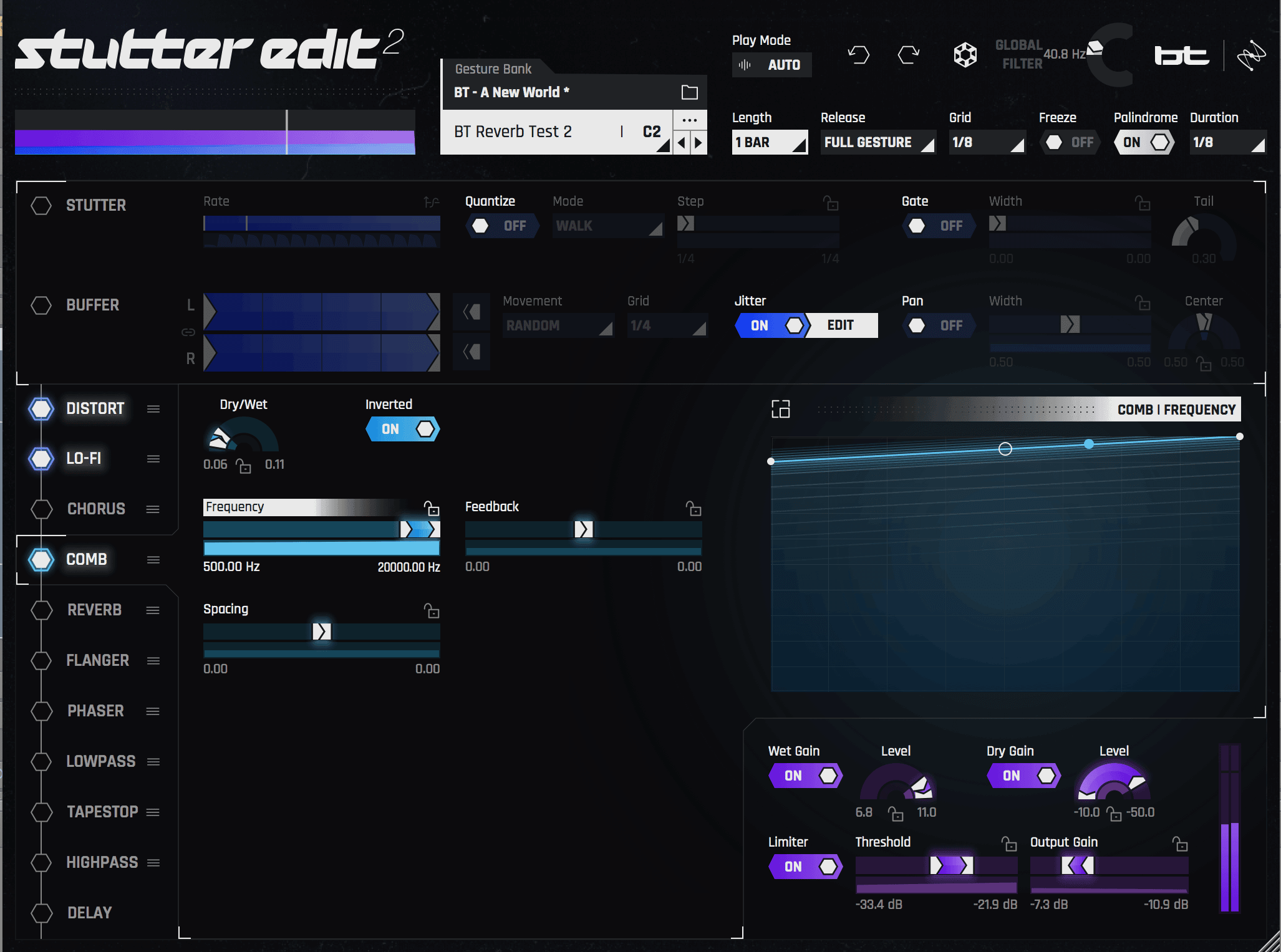 Using the Comb module on the snare