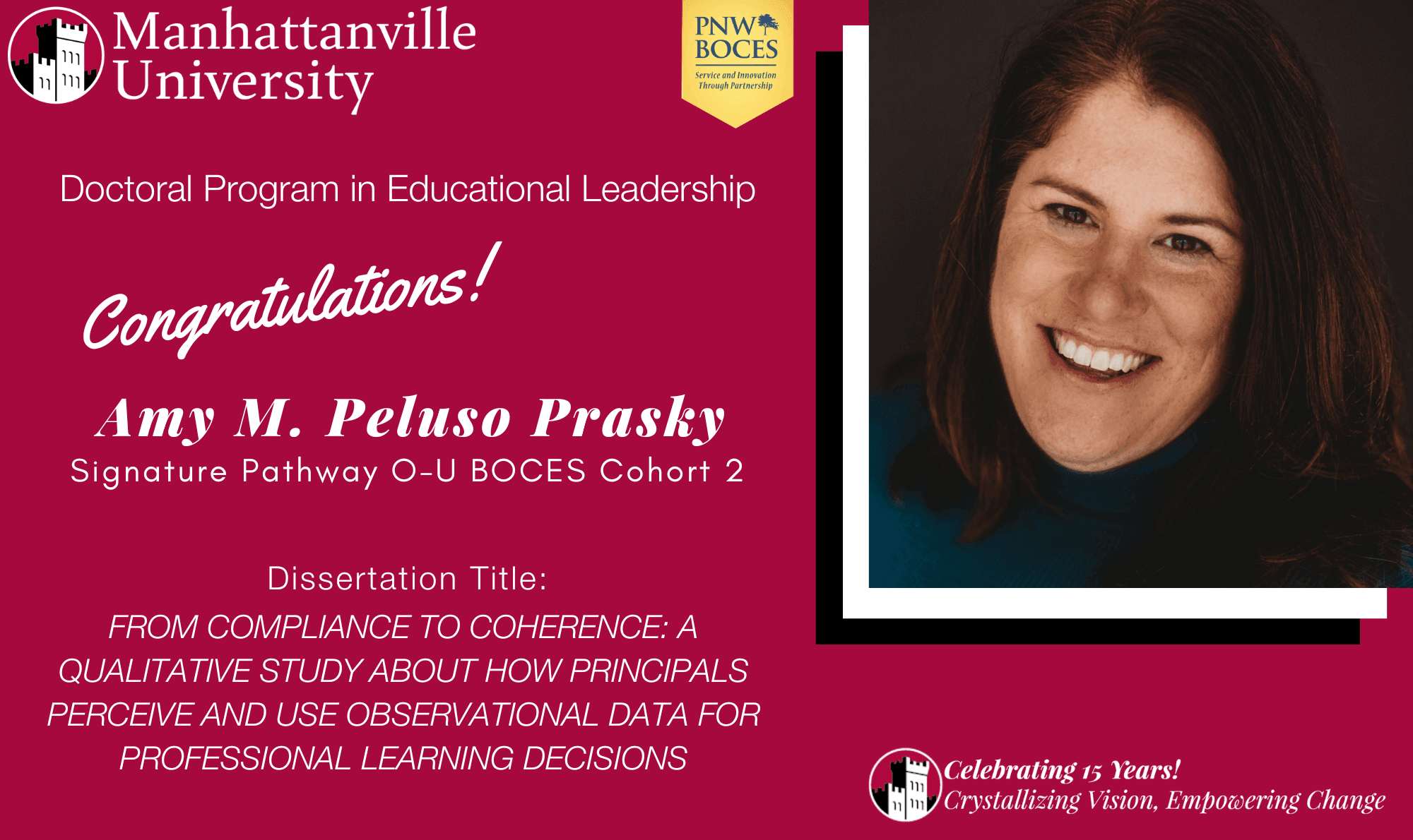 Successful Final Dissertation Defense - Congratulations to Amy M. Peluso Prasky!