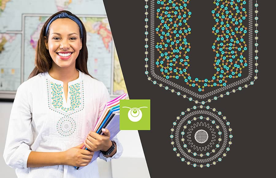 Multi-sequin embroidery designs