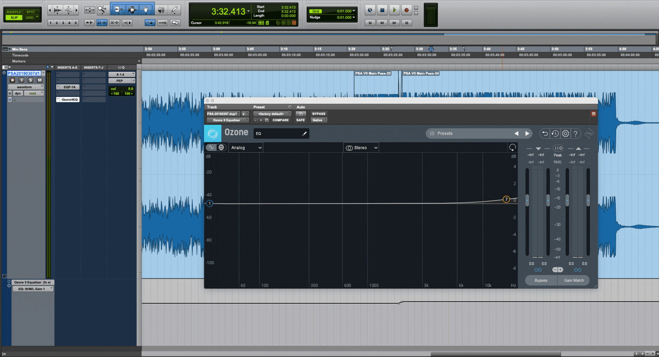 PSA Ozone EQ settings with automation enabled