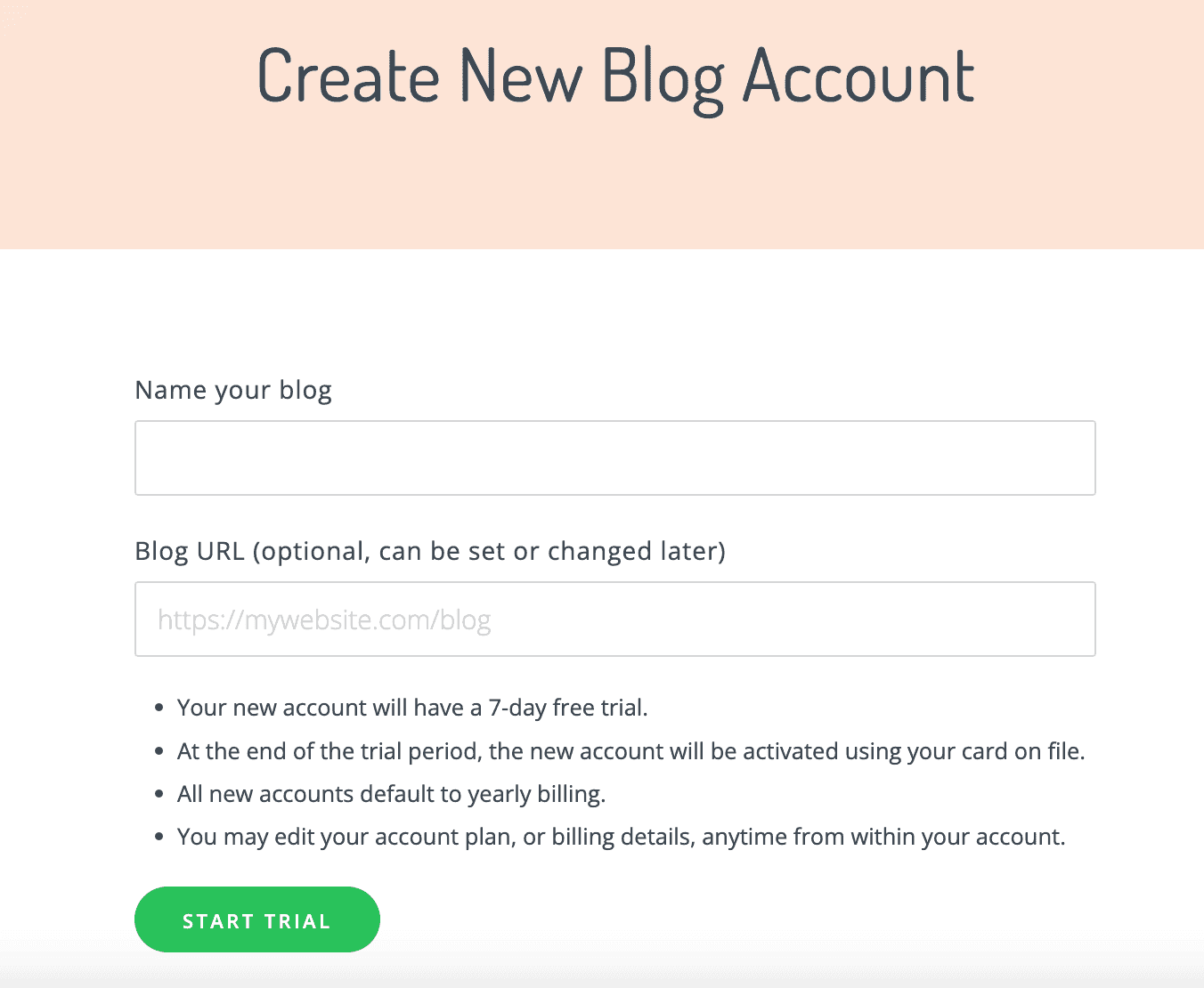 Unified Login - Create New Blog Account