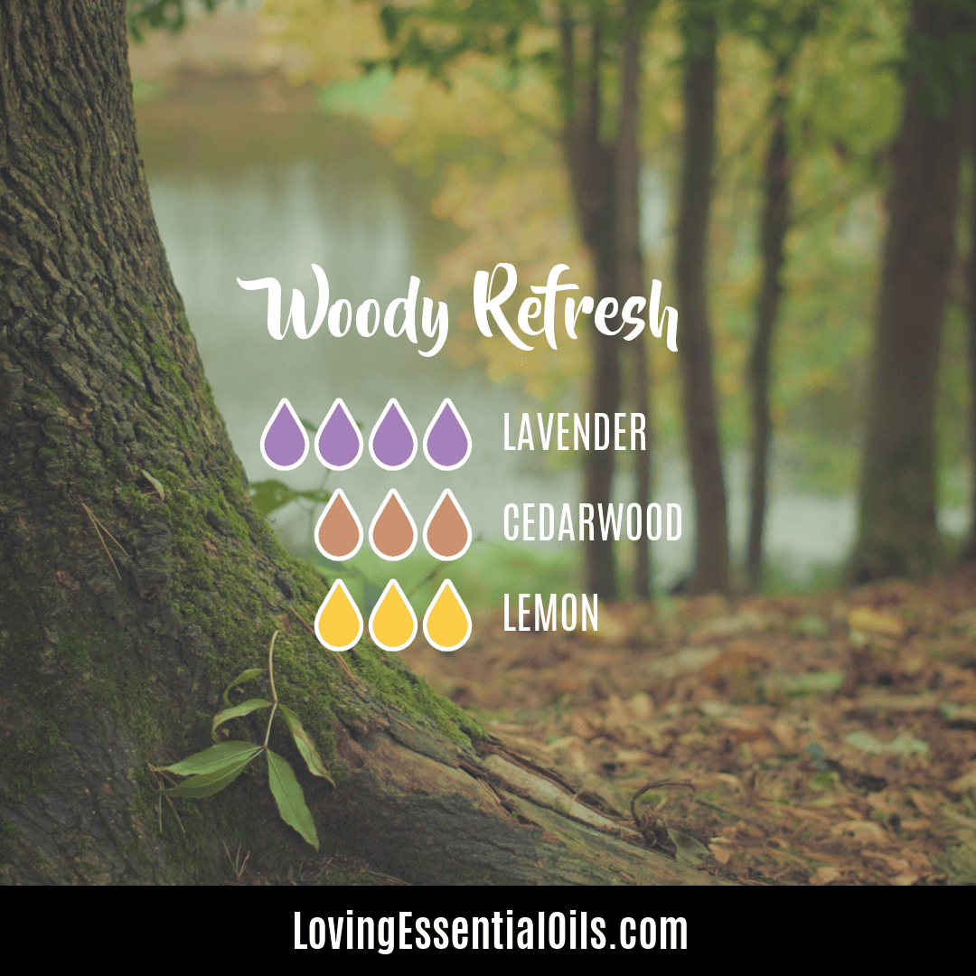 Woody Refresh lemon and lavender diffuser blend with cedarwood