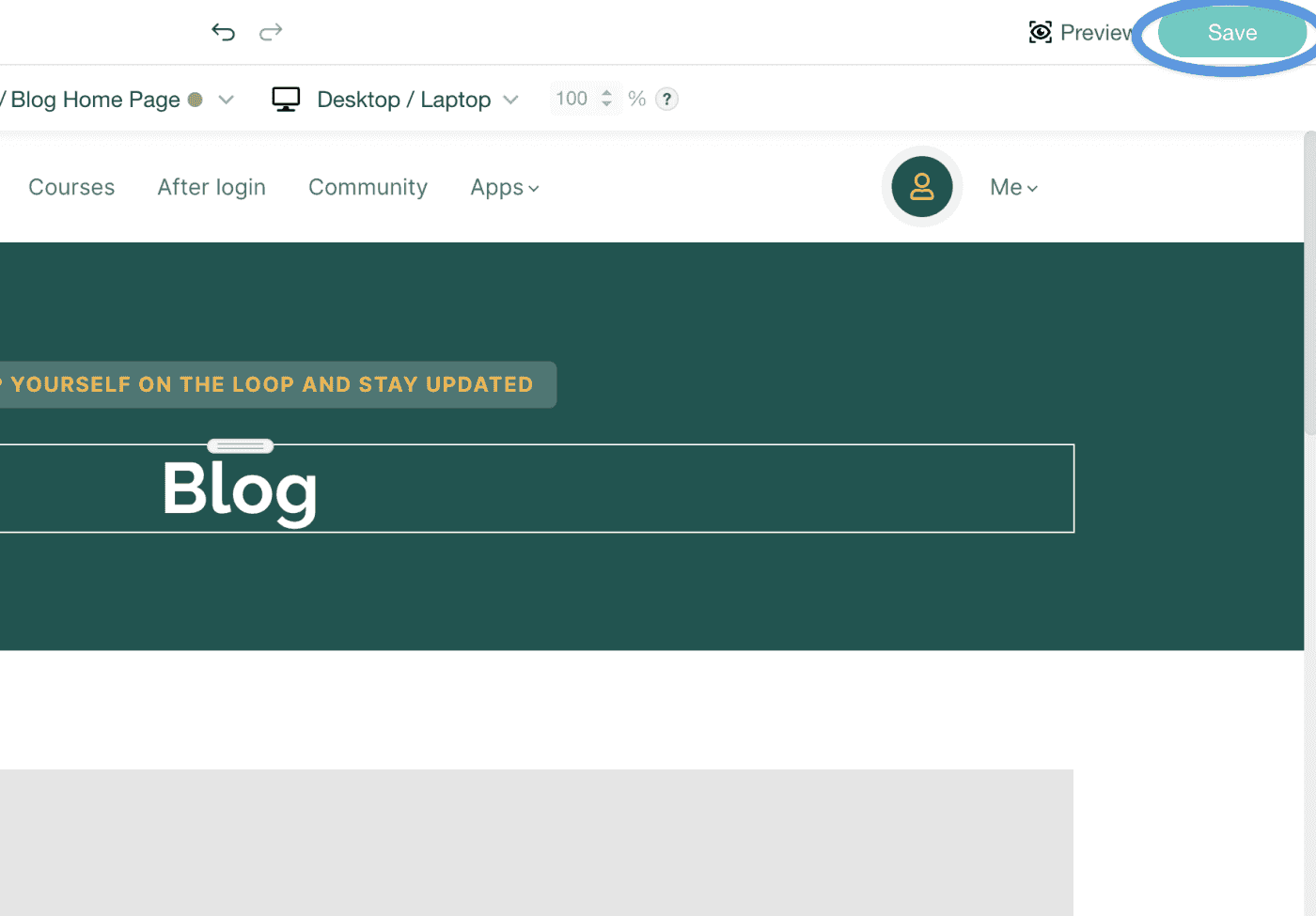 Save changes on LearnWorlds Blog