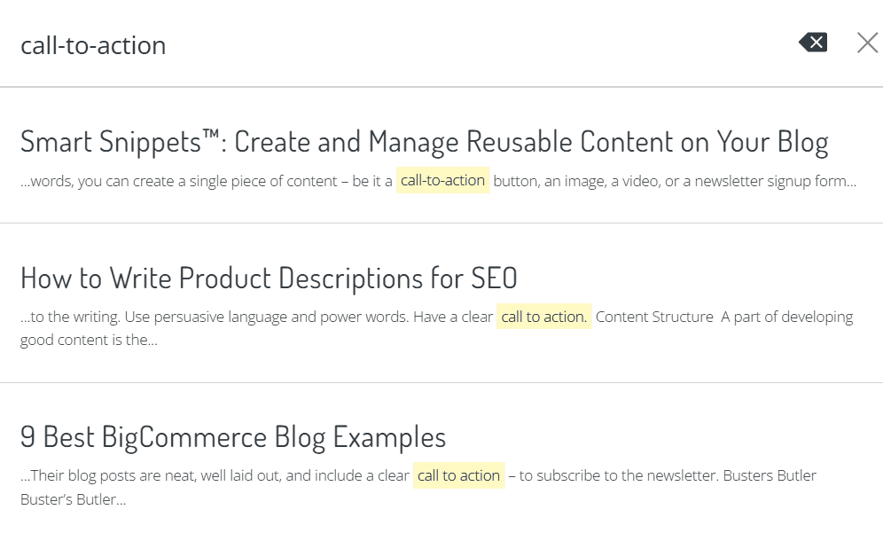 New search box: Enter search query
