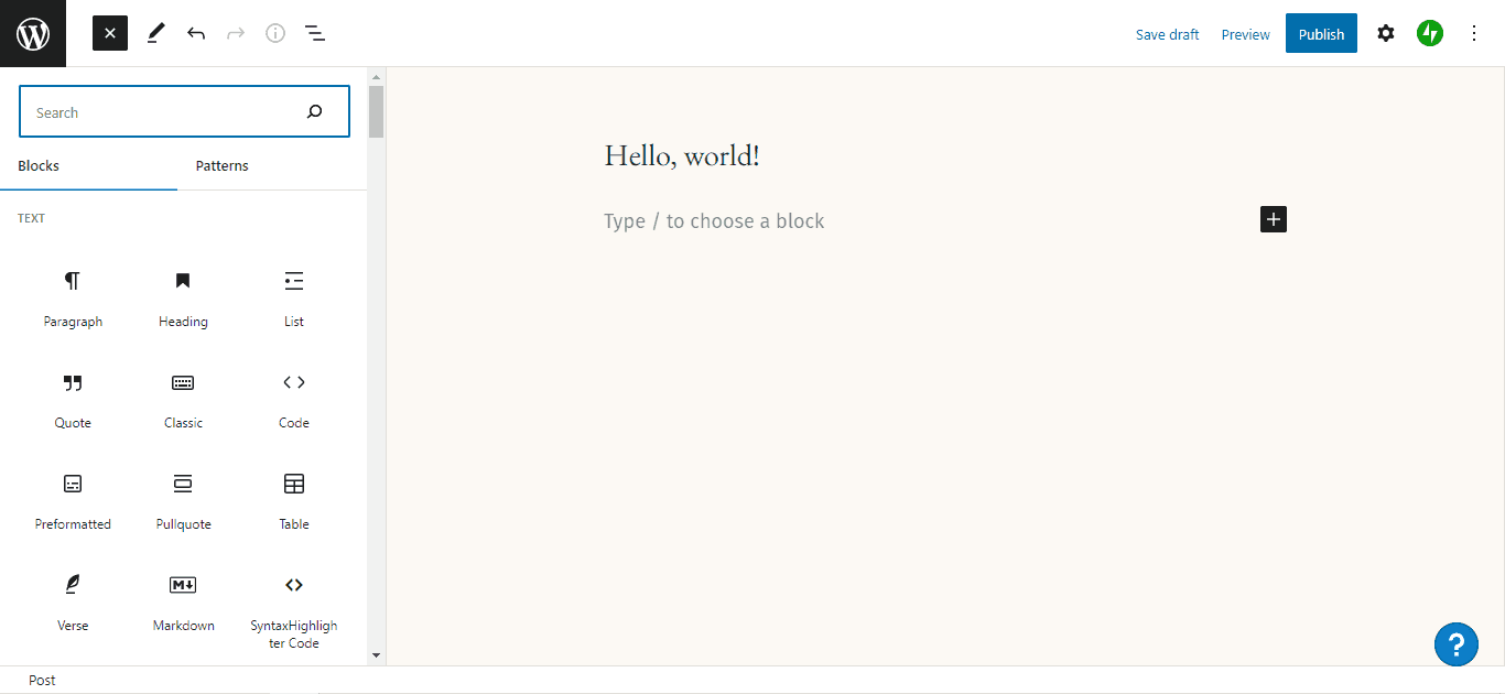 WordPress editor