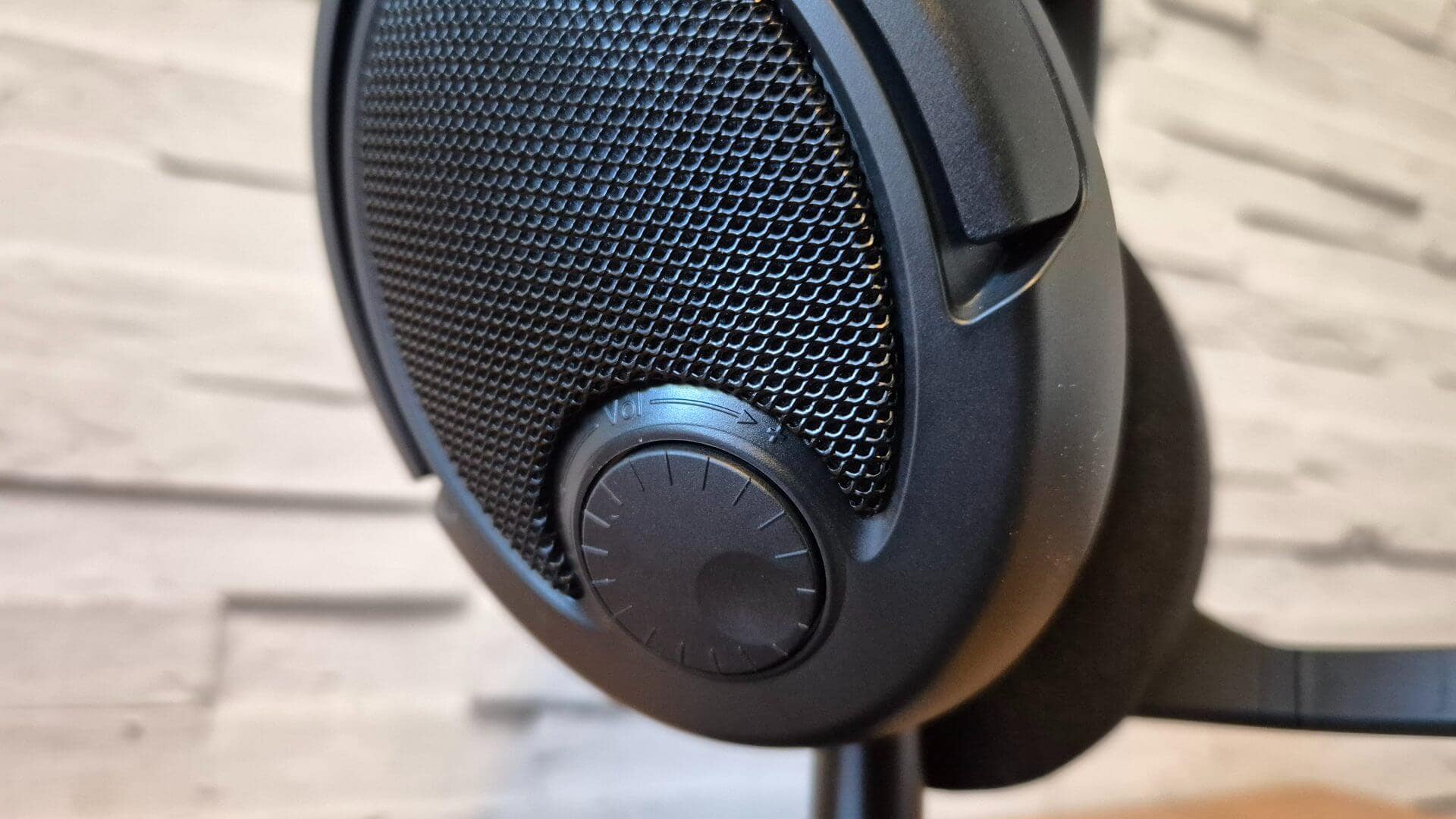 Side view of Drop + Epos PC38X headset with microphone