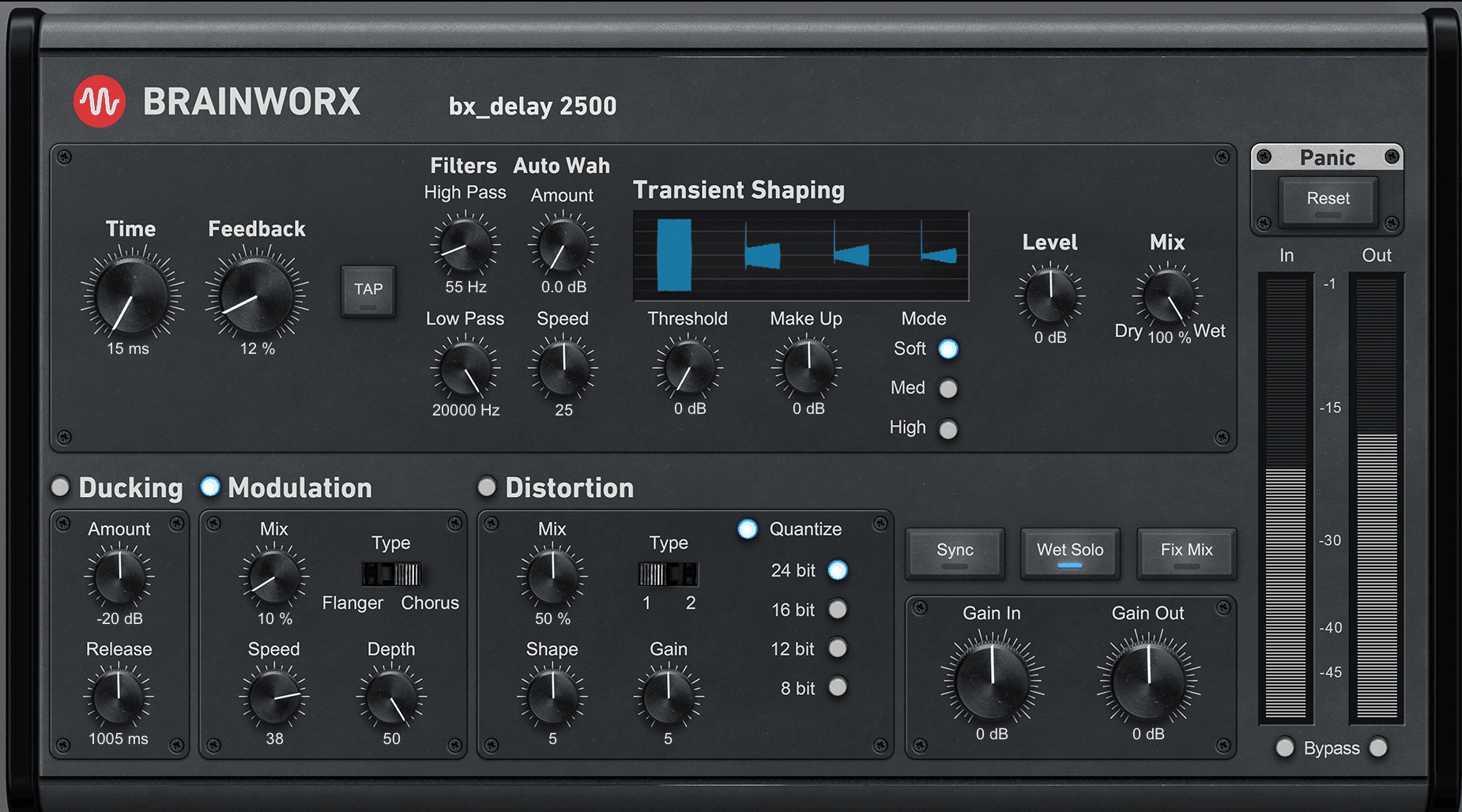 Using bx_delay 2500 to differentiate the guitar signal delay