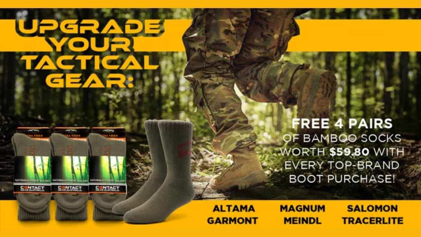 Elevate Your Tactical Footwear Game with Free Contact Gear Bamboo Socks