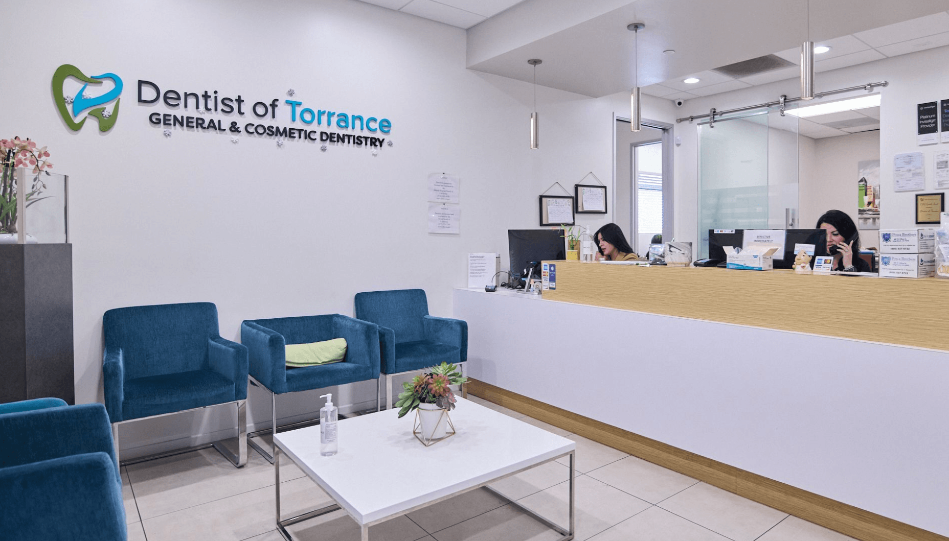 A front desk of a dental clinic