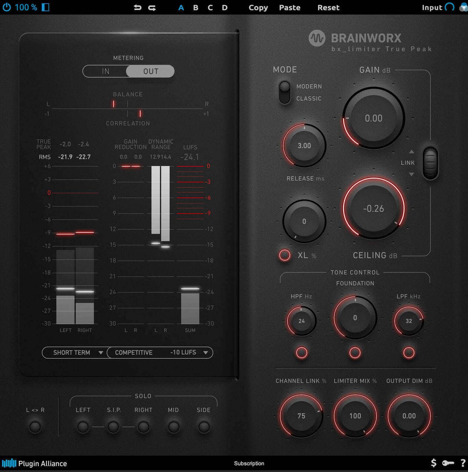 bx_limiter True Peak from Brainworx