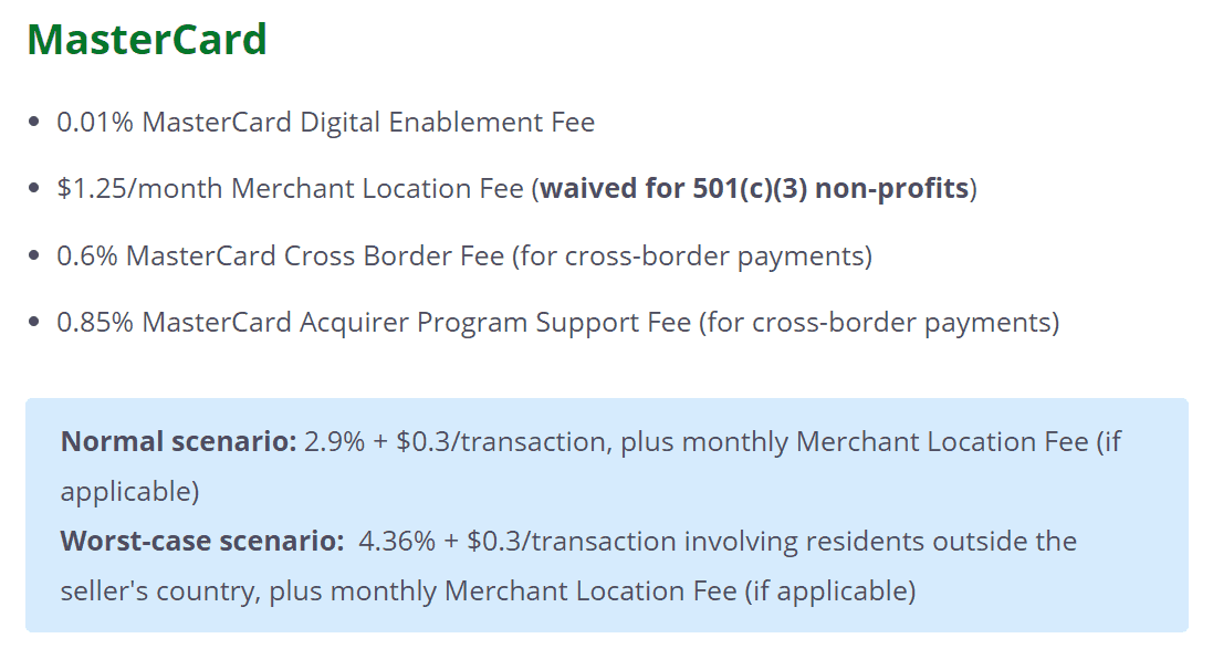 Wild Apricot Mastercard fees