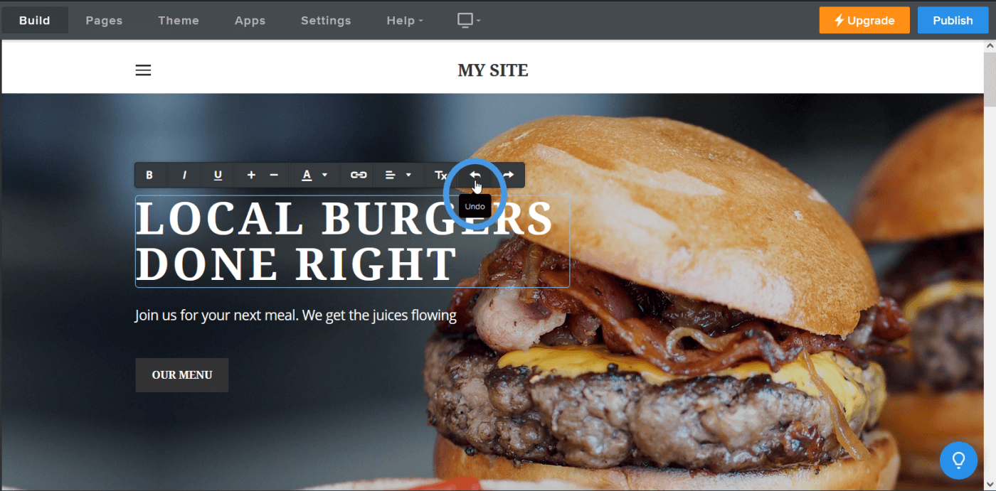 Weebly undo