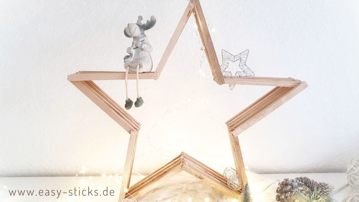 Weihnachtsstern aus Holzstäbchen zum Basteln