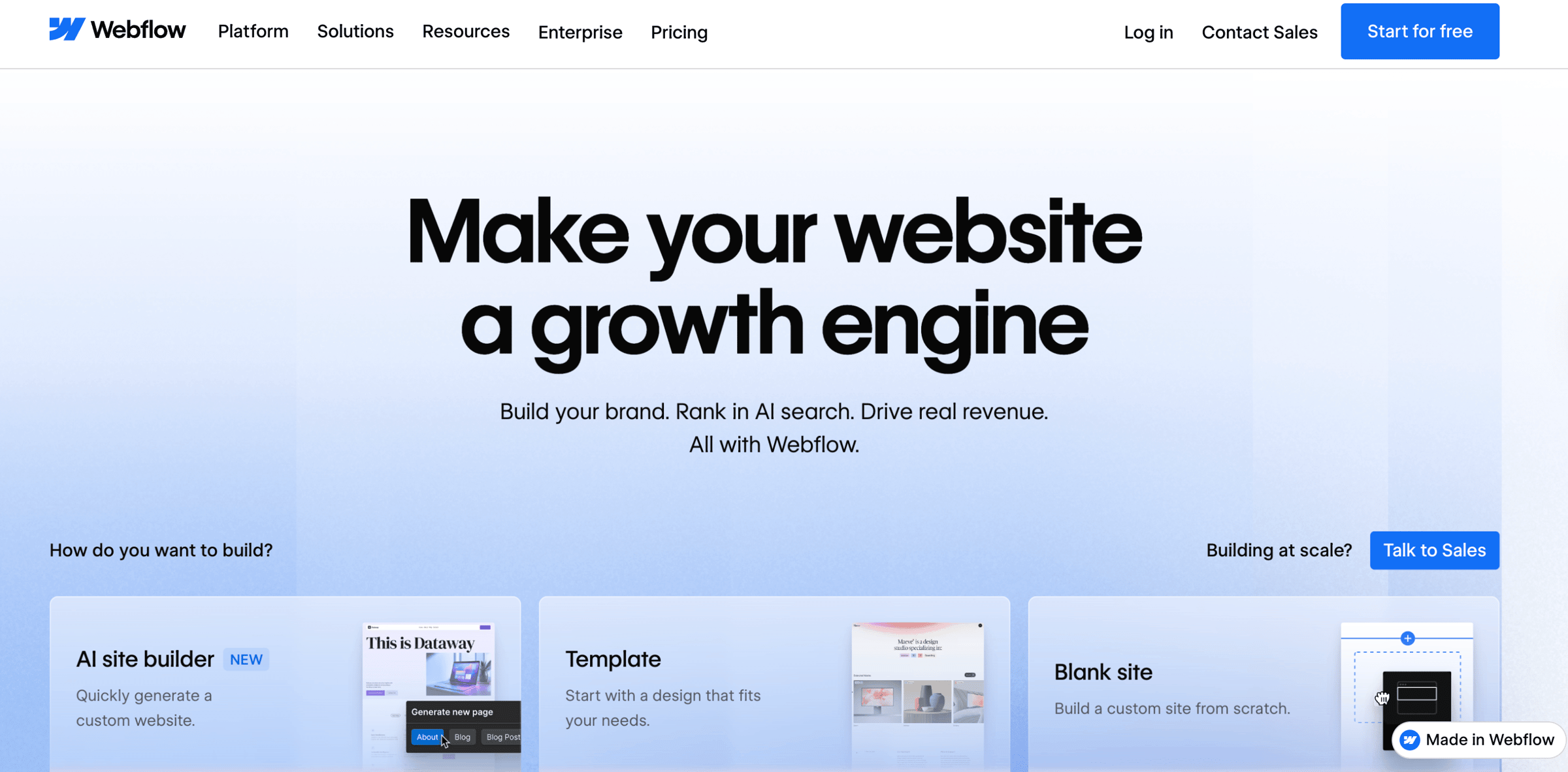 Webflow homepage