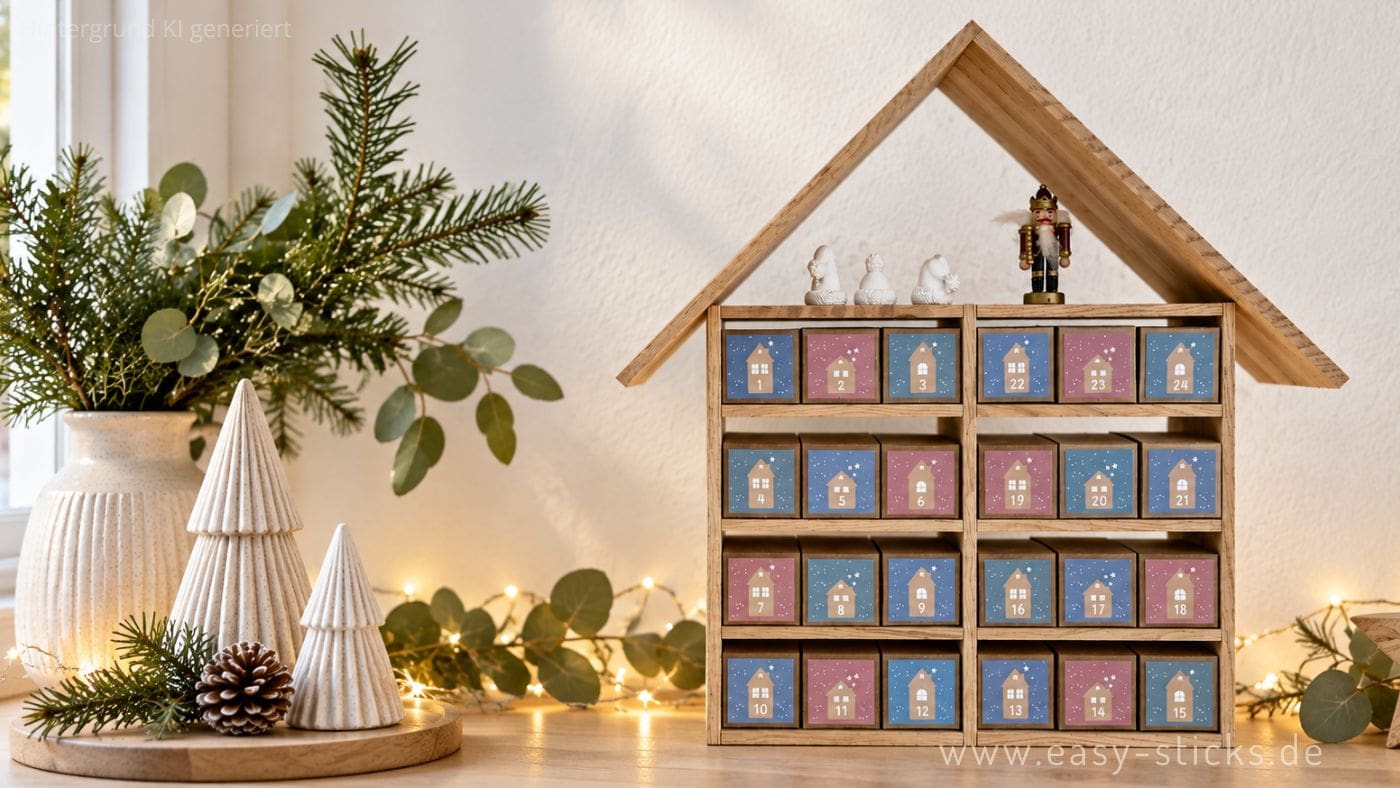 Adventskalender Haus aus Easy-Sticks - nachhaltig, dekorativ und selbstgemacht!