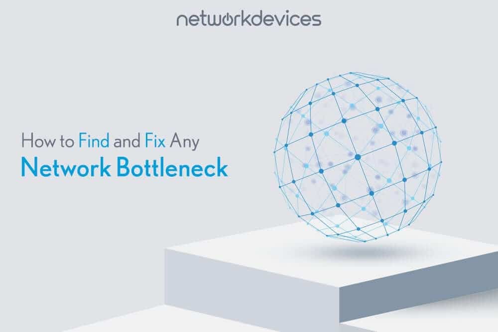 Banner image for a guide on how to fix a network bottleneck, featuring the article title and a blue digital sphere representing a network.
