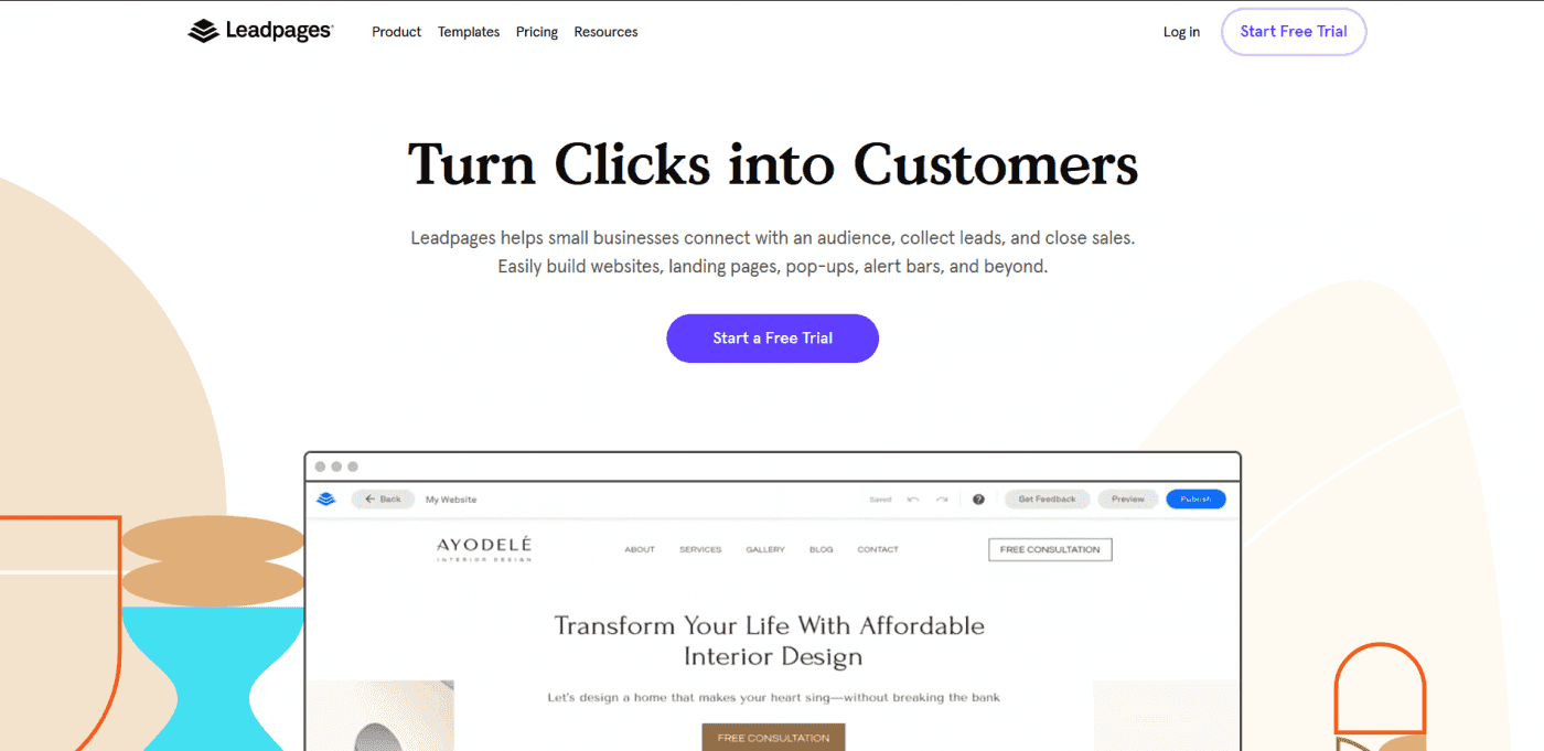 Leadpages home page