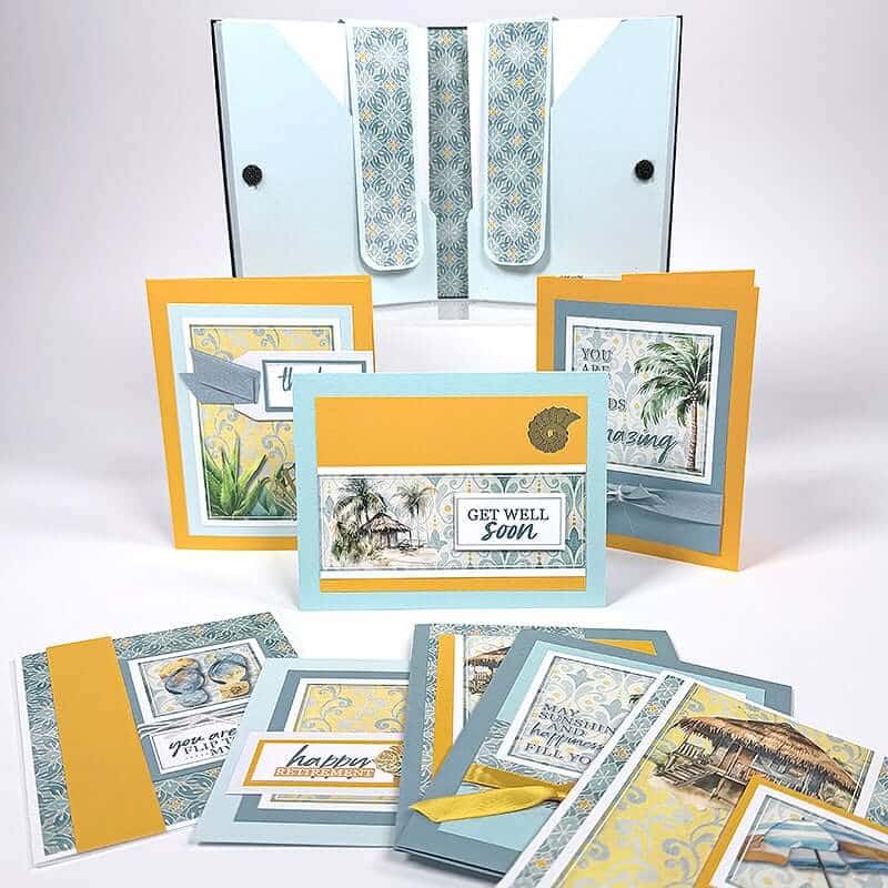 How to make twin Cabana Notecard Carriers and 16 cards.