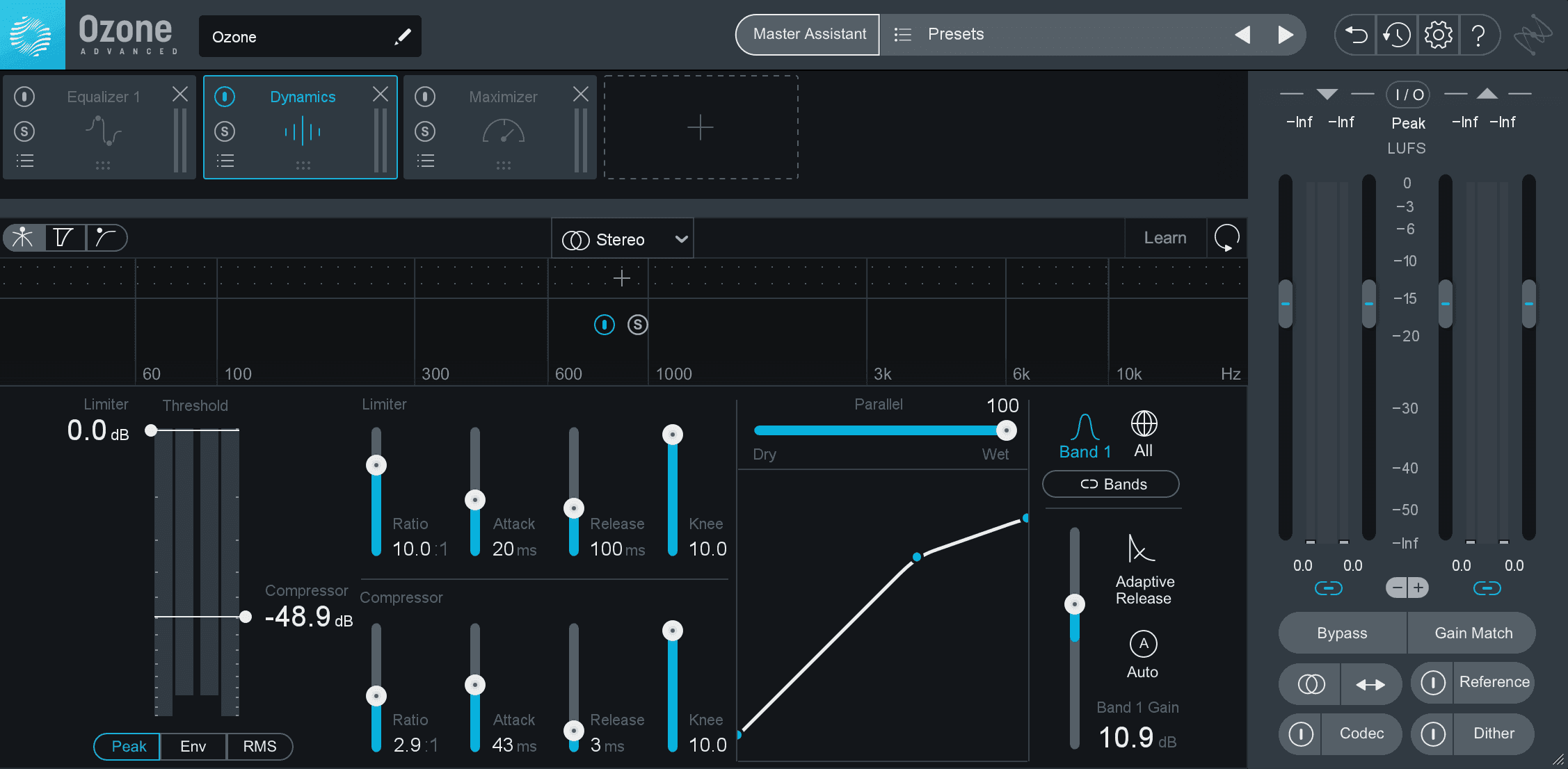 Compressor settings in Ozone
