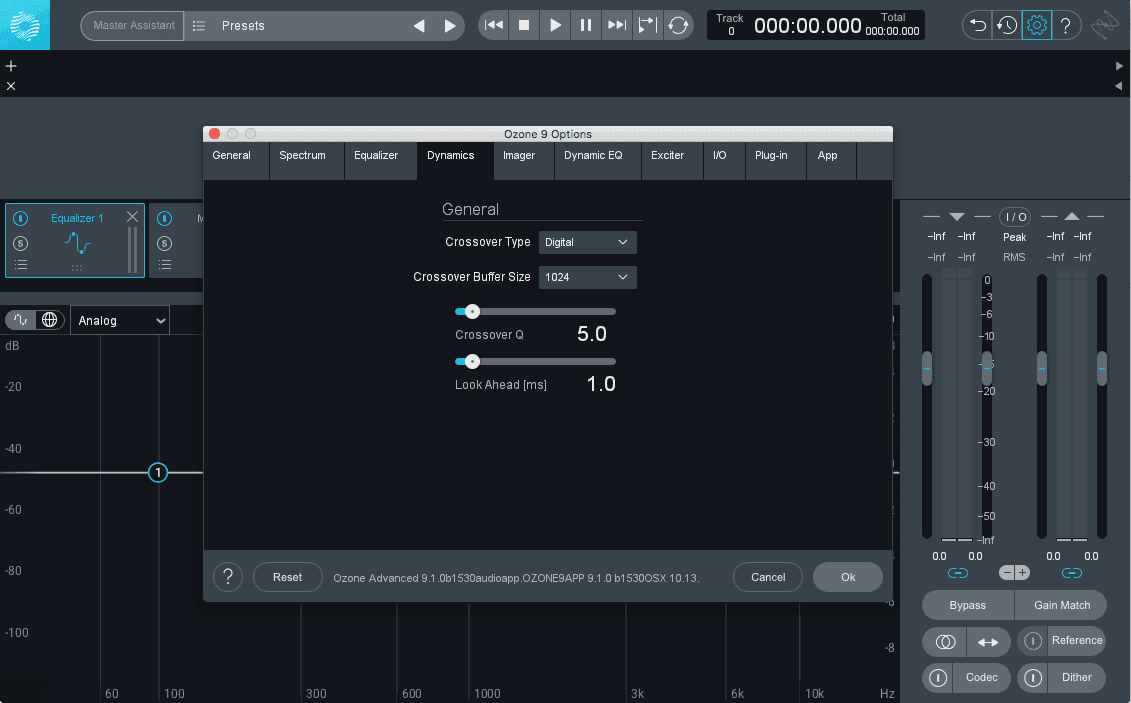 Ozone’s Dynamics crossover settings