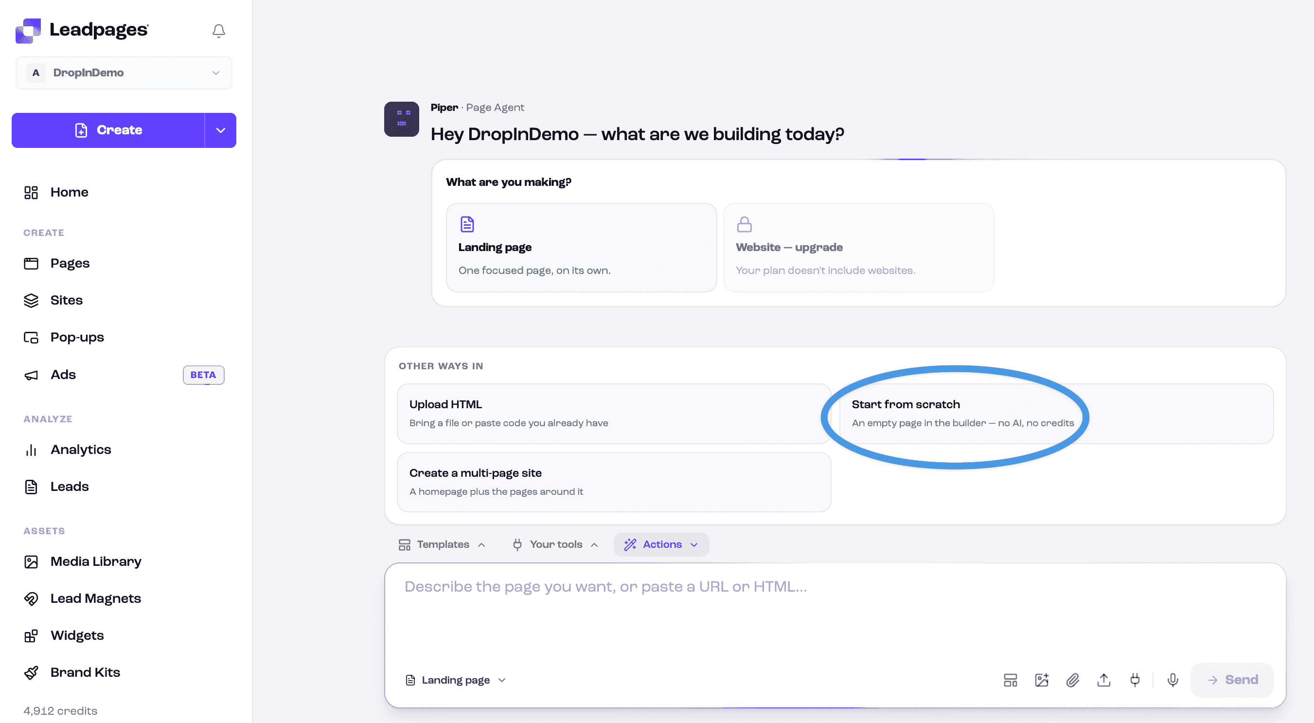 Leadpages blog install step