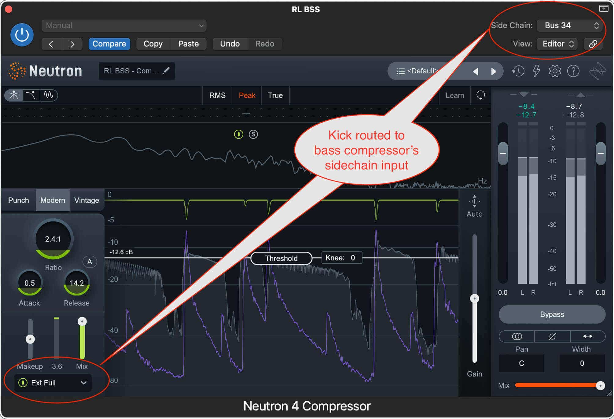 Bass with kick sidechain compression