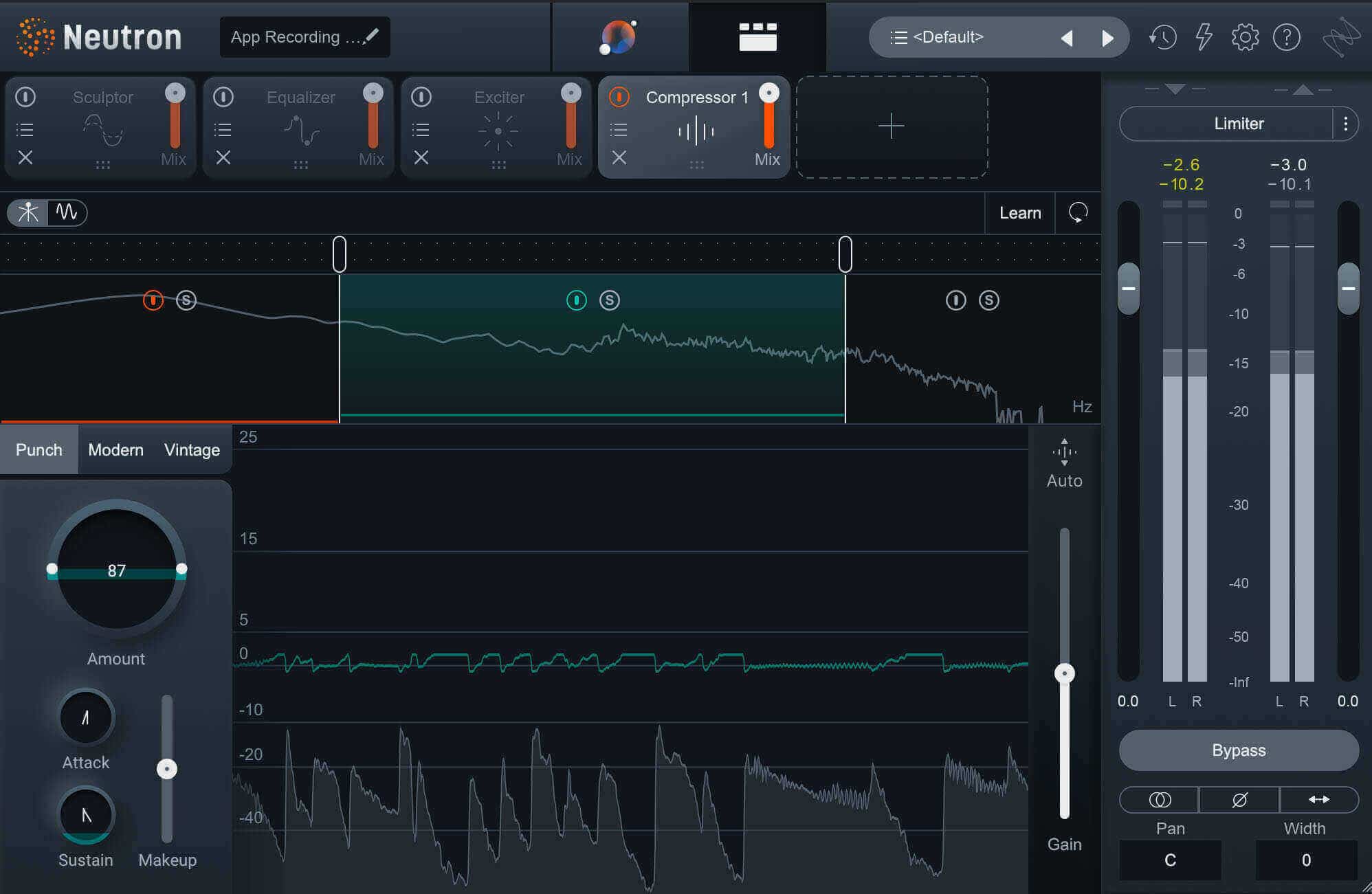 Slap bass compression settings in iZotope Neutron