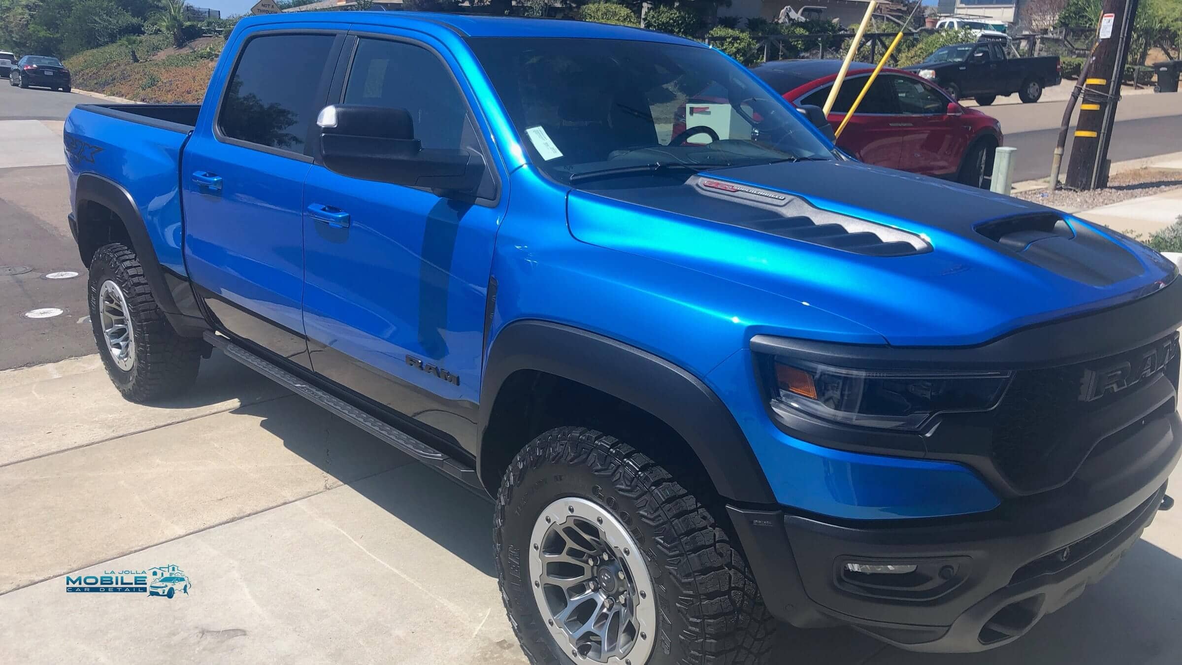 Ceramic car coating on RAM TRX truck in San Diego - hydrophobic paint protection with showroom shine
