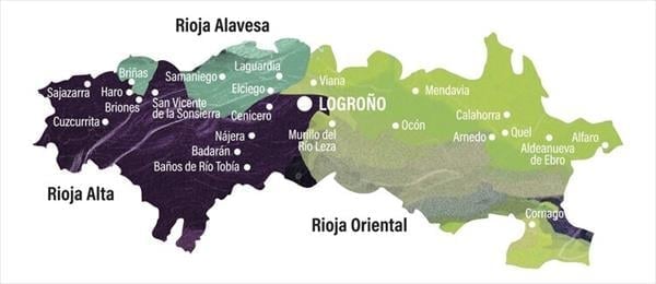 Map of the Rioja wine region in northern Spain