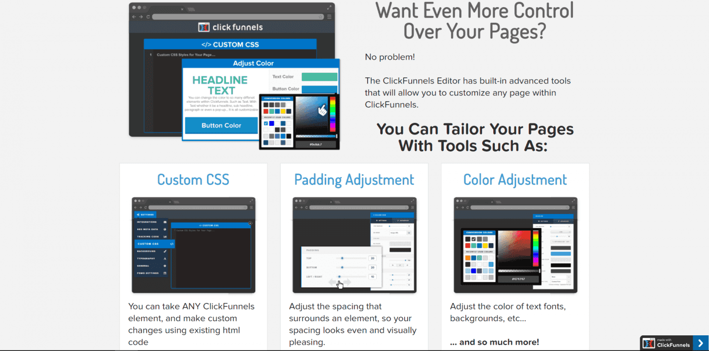 HighLevel vs ClickFunnels, Click Funnels customization features
