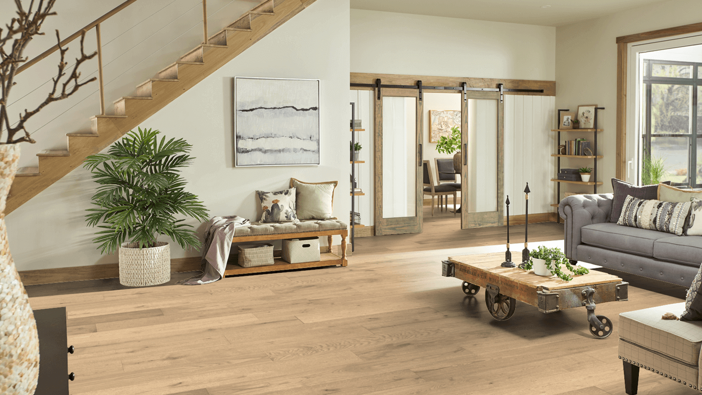 Light colored hardwood flooring