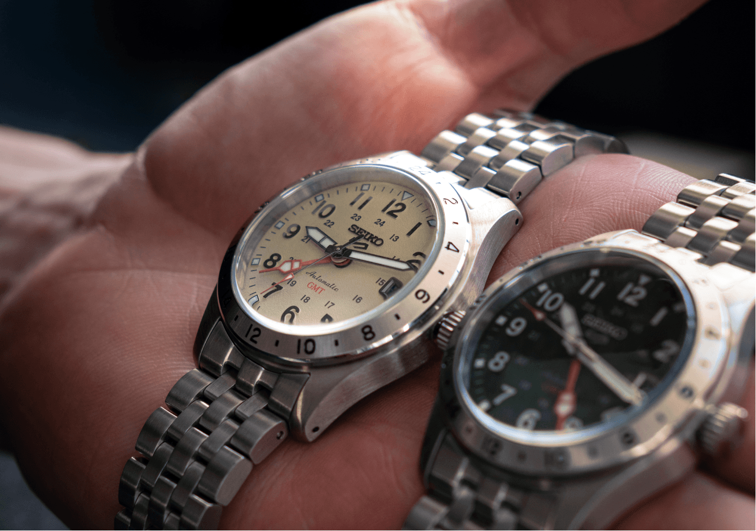 Seiko 5 GMT Field Series Green and Ivory