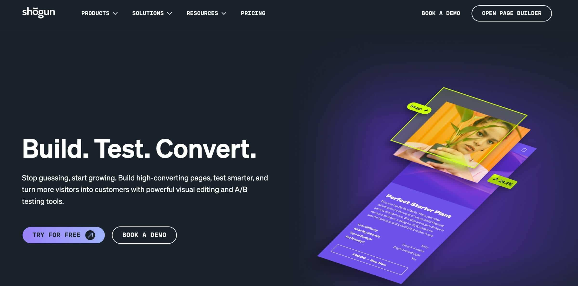 Shogun page builder: Homepage
