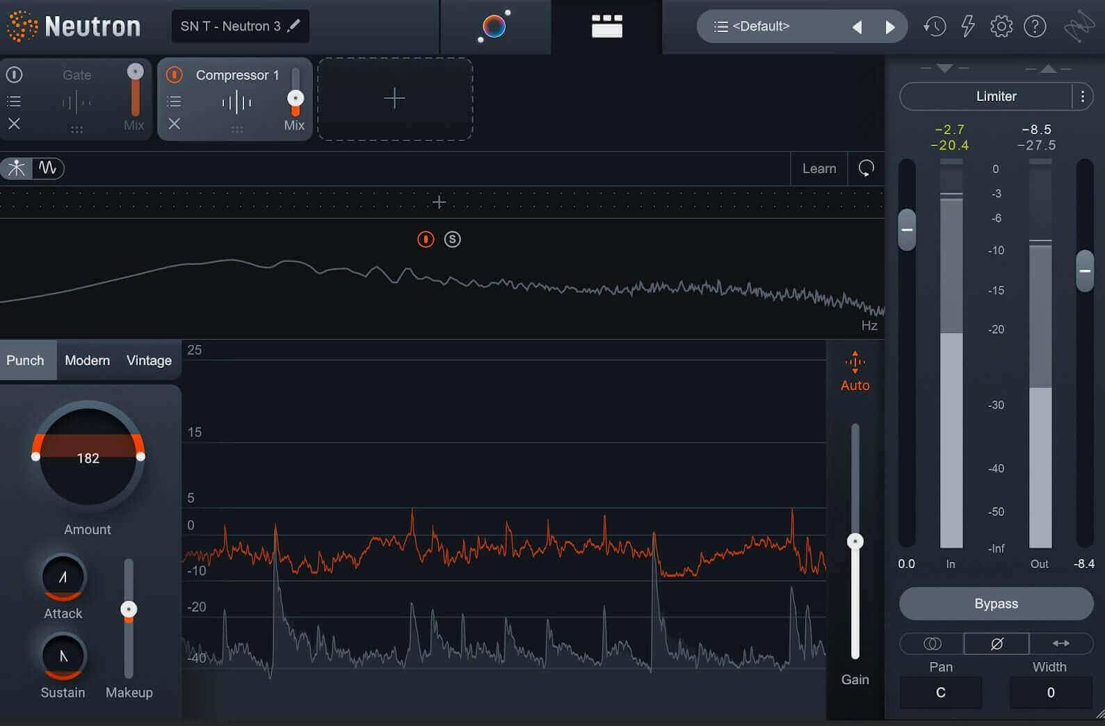 Adding snappy character to the snare with Neutron's in Compressor Punch mode