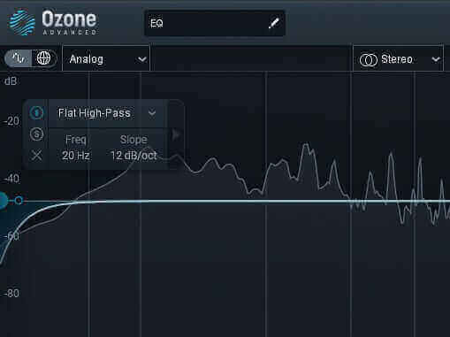 High pass EQ filter shape in Ozone
