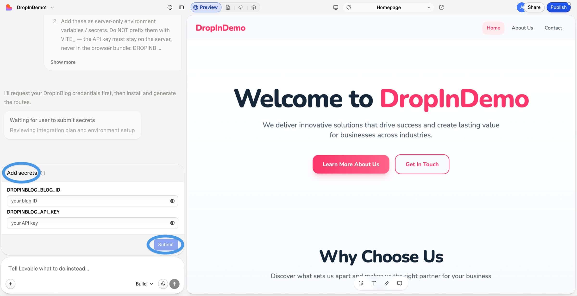Lovable blog install step