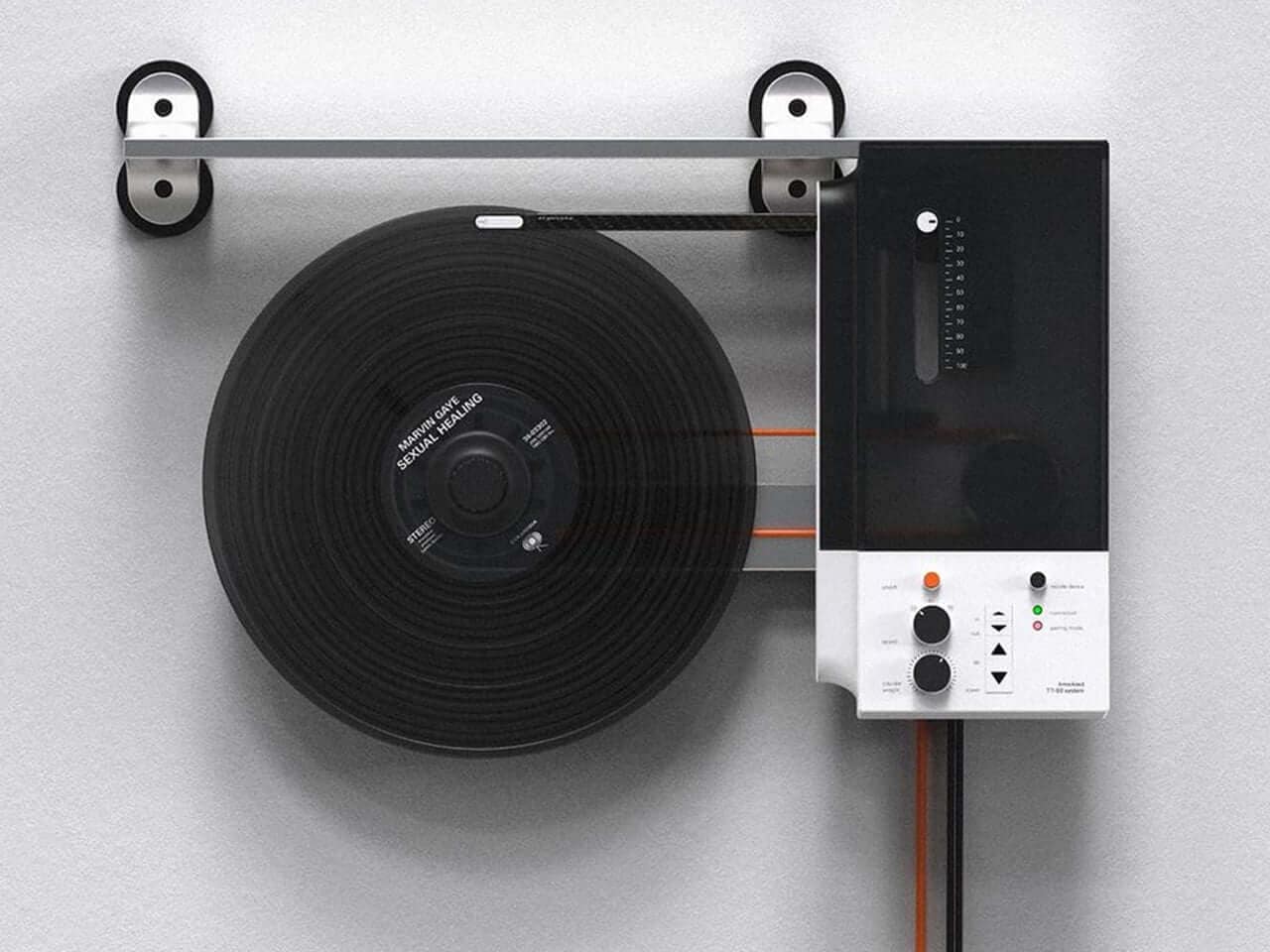 Vinyl setup emphasizing the careful process of placing a record